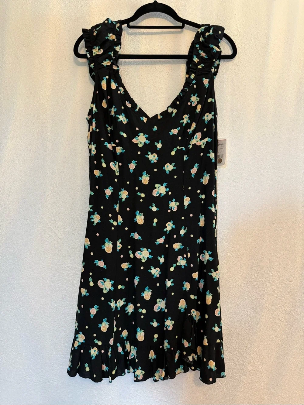 Free People Black Floral Backless Ruffle Mini Dress - Picture 3 of 6
